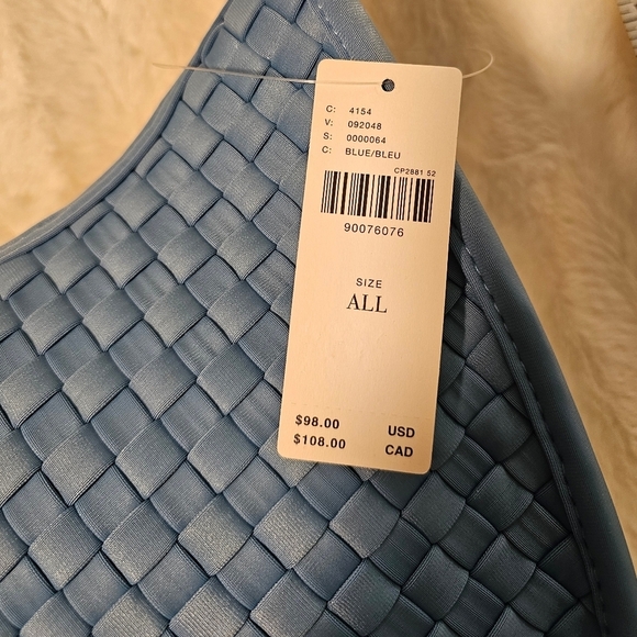 Anthropologie Woven Neoprene Shoulder Bag BLUE  7"H, 11"W, 4.5"D - Picture 13 of 15